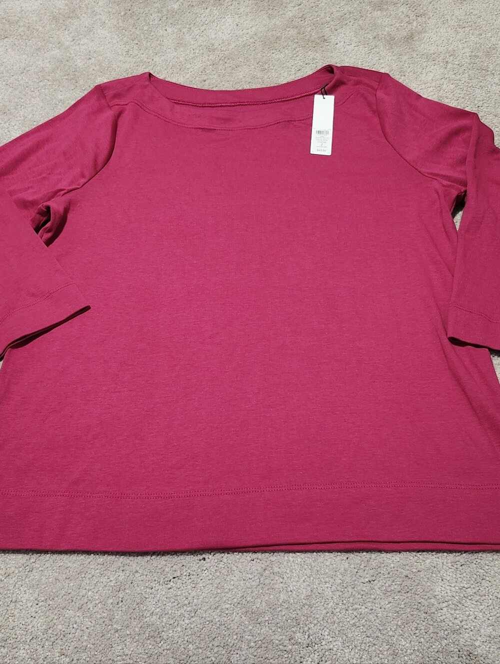 NWT Chico's 100% Pima Cotton Pink Blossom 3/4 Inch Sleeve Women's Top Size 2